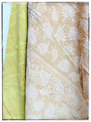 Vintage kantha quilt in Pale Pink, Tan and Citrus