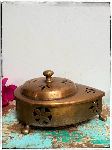 Antique brass sweets tin
