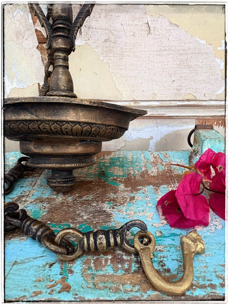 Antique hanging peacock diya