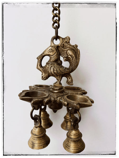 Antique hanging peacock diya