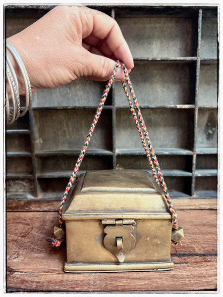 Antique brass spice box