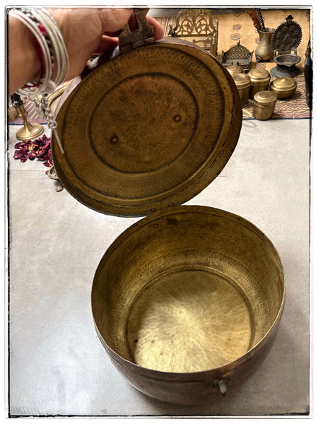 Large engraved brass box