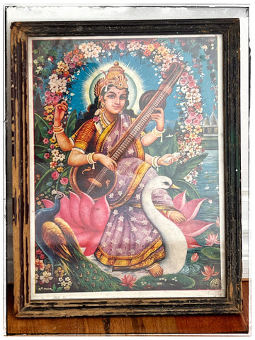 Vintage Saraswati lithograph