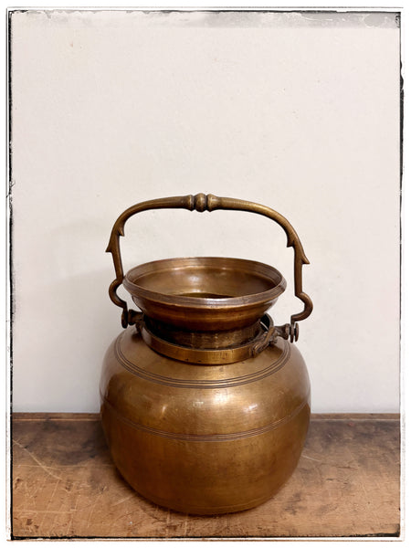 Vintage brass lota with handle