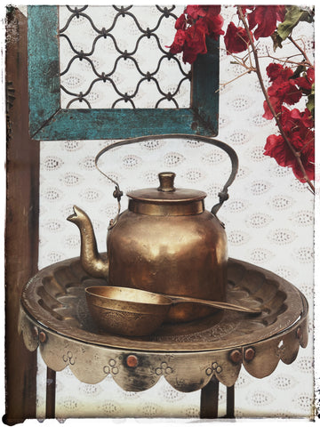 Vintage brass tea pot