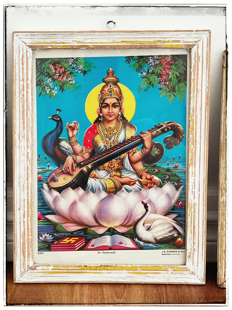 Vintage Saraswati lithograph