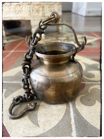 Antique hanging brass lota