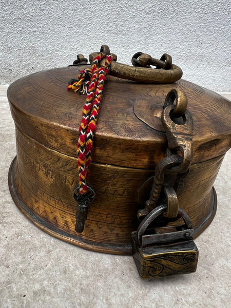 Antique chain box with lock