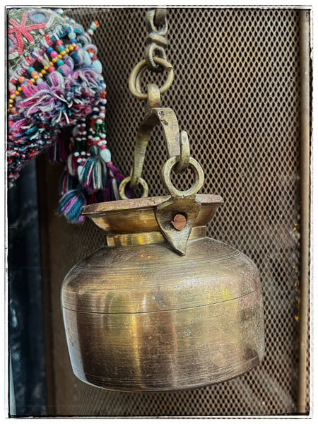 Antique hanging brass lota