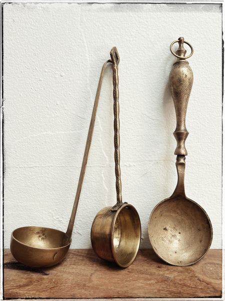 Antique brass ladles