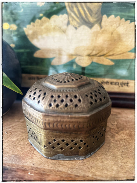 Antique brass jaali tin