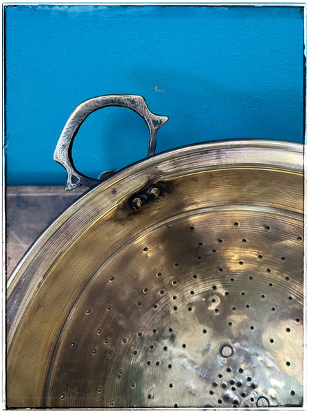 Large brass colander