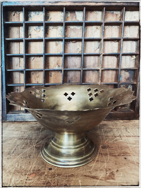 Vintage brass pedestal dish