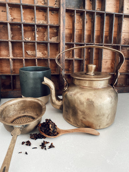Vintage brass tea pot
