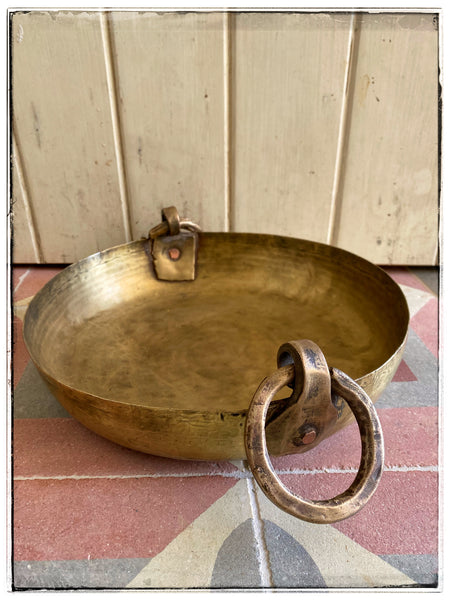 Antique hand-beaten brass pan
