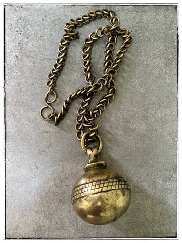 Large antique brass hanging bell #2