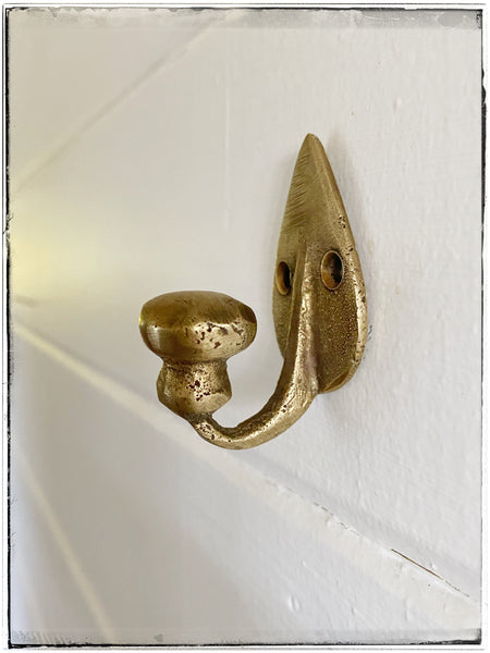 Vintage brass leaf hook