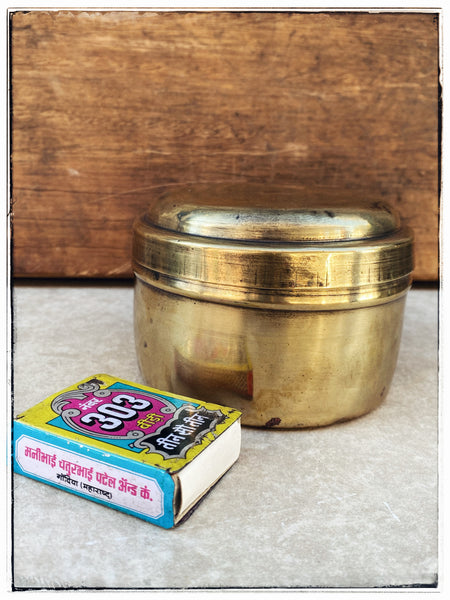 Vintage brass tea tin