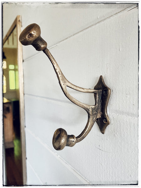 Vintage brass spliced wall hook