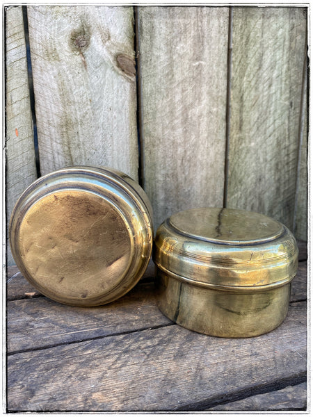 Vintage brass tea tin