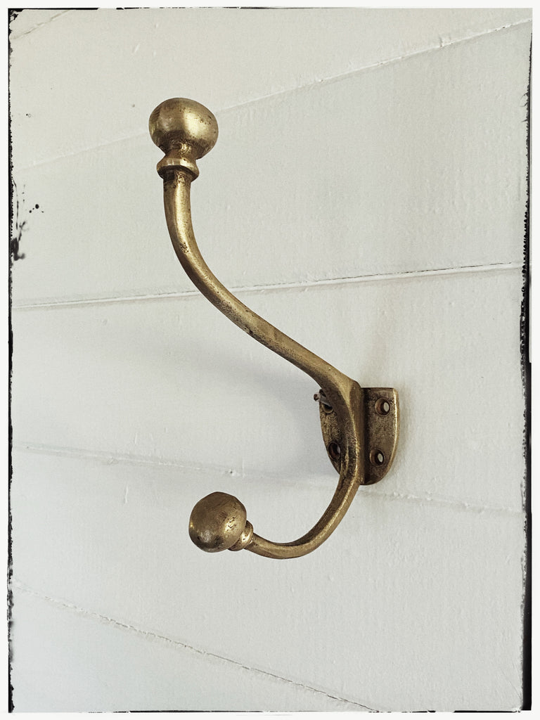 Large antique brass wall hook