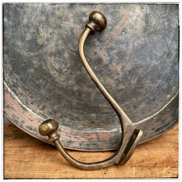 Large antique brass wall hook