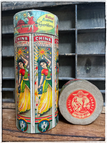 Vintage fireworks containers