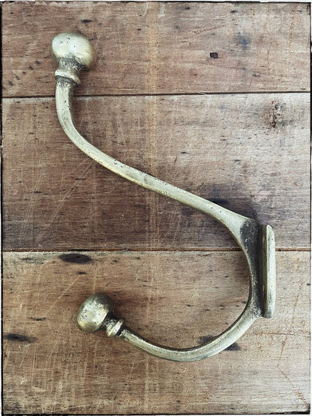 Large antique brass wall hook