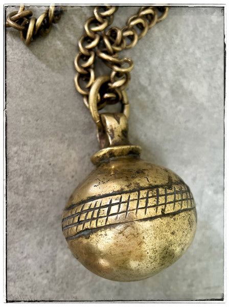 Large antique brass hanging bell #2