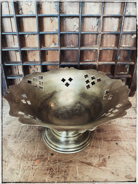 Vintage brass pedestal dish